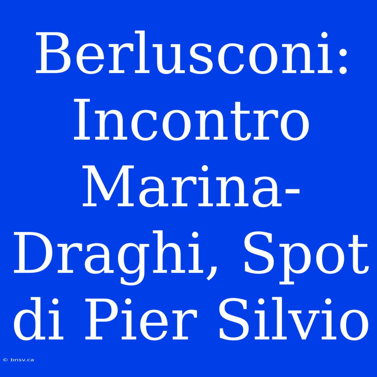 Berlusconi: Incontro Marina-Draghi, Spot Di Pier Silvio