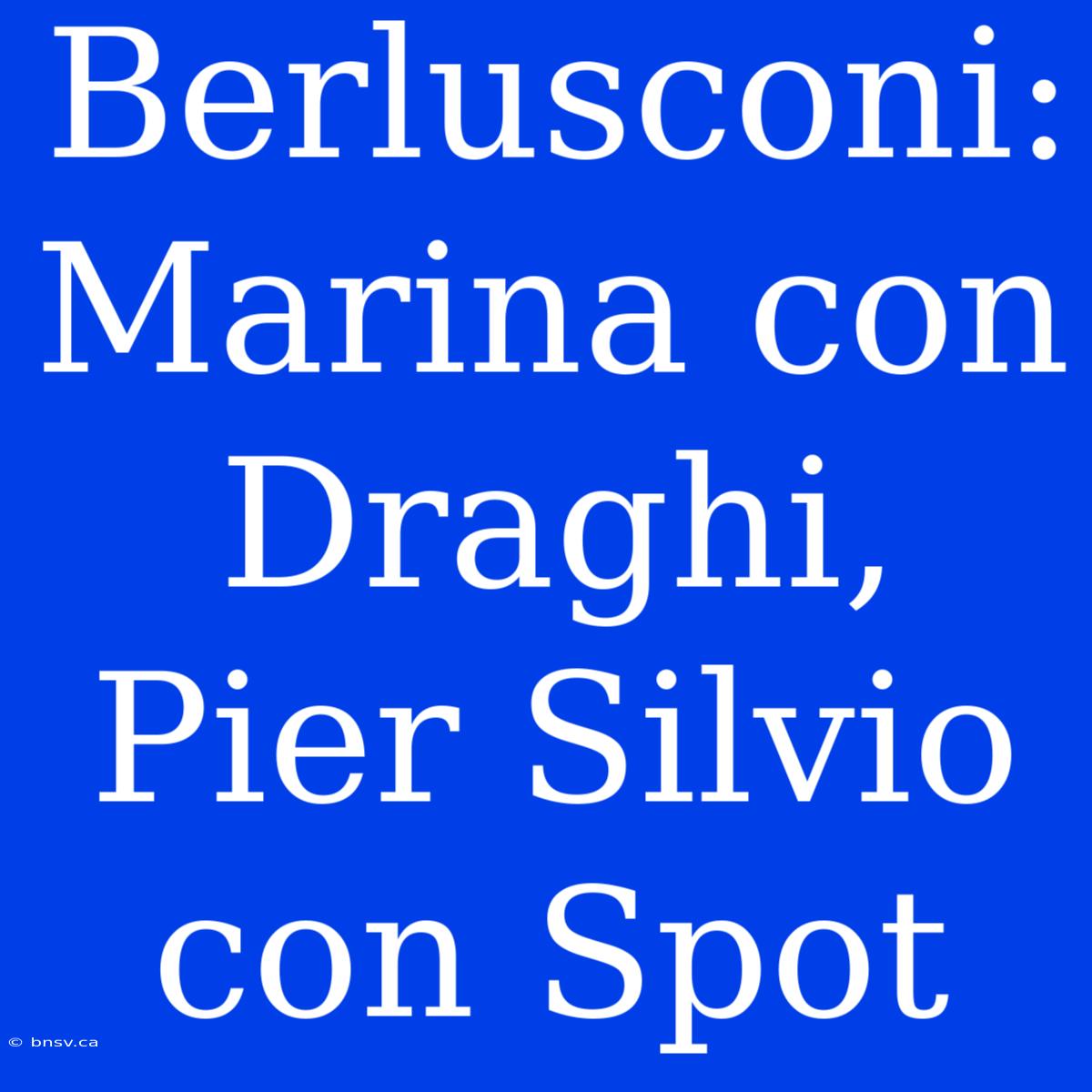 Berlusconi: Marina Con Draghi, Pier Silvio Con Spot