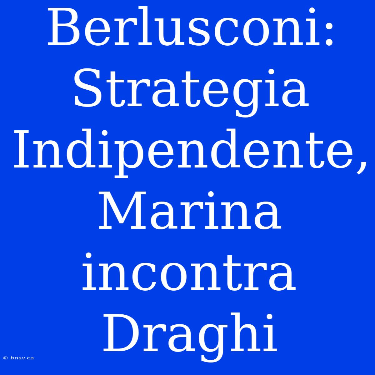 Berlusconi: Strategia Indipendente, Marina Incontra Draghi