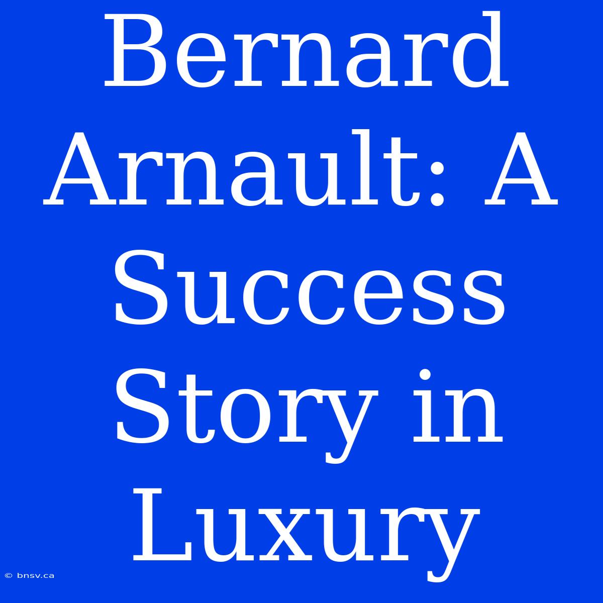 Bernard Arnault: A Success Story In Luxury