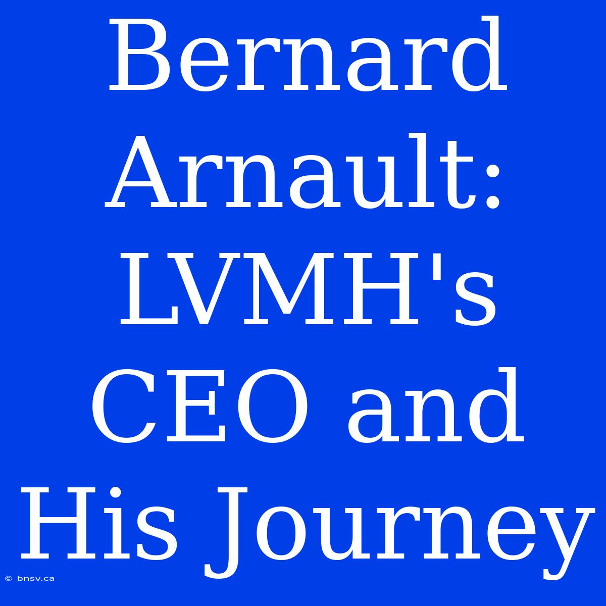 Bernard Arnault: LVMH's CEO And His Journey