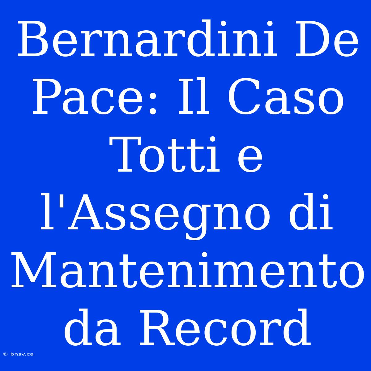 Bernardini De Pace: Il Caso Totti E L'Assegno Di Mantenimento Da Record