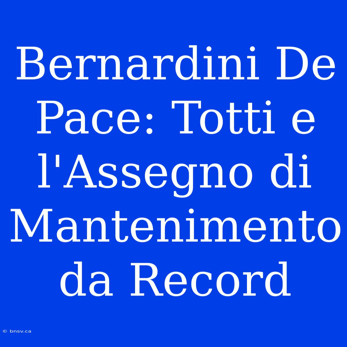 Bernardini De Pace: Totti E L'Assegno Di Mantenimento Da Record