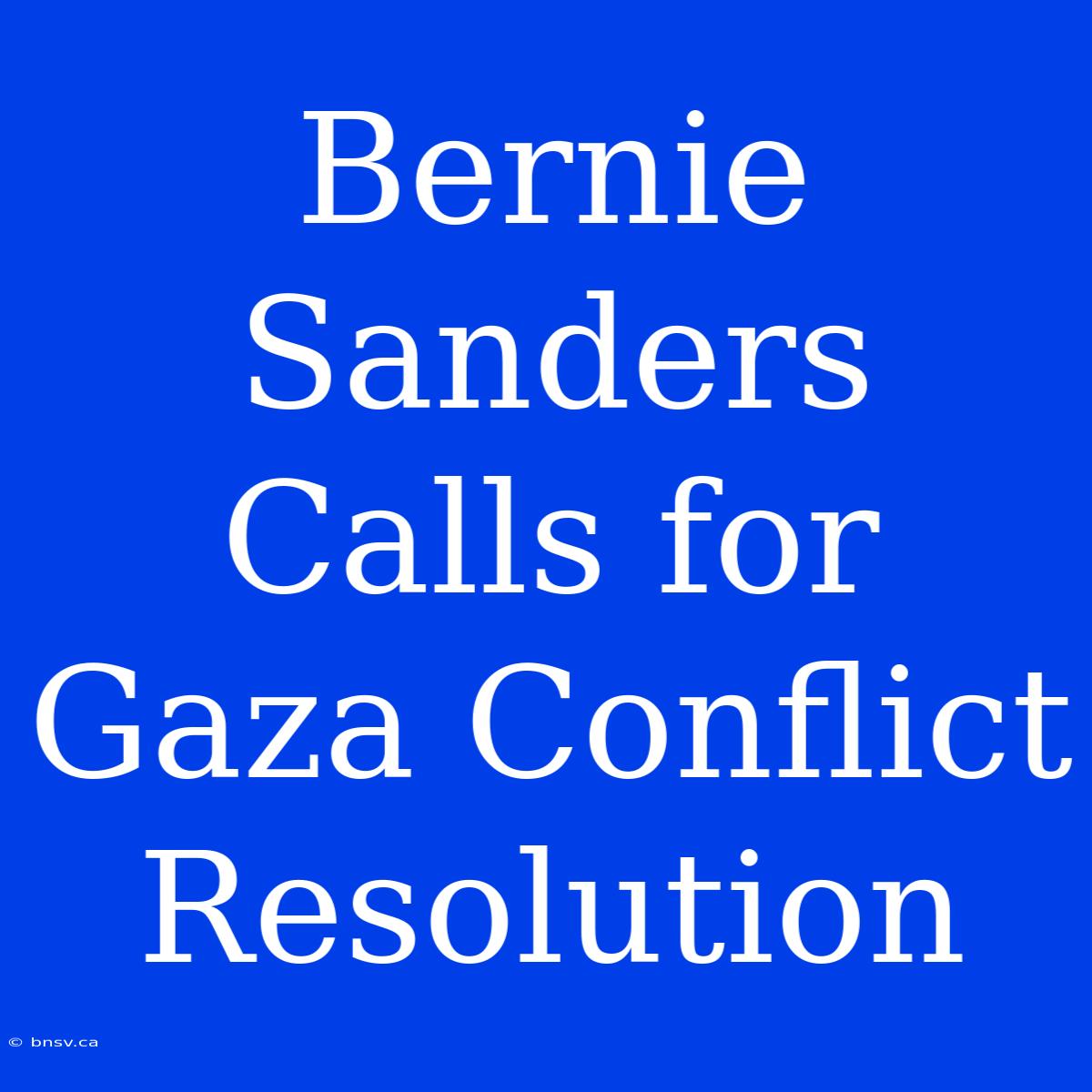 Bernie Sanders Calls For Gaza Conflict Resolution