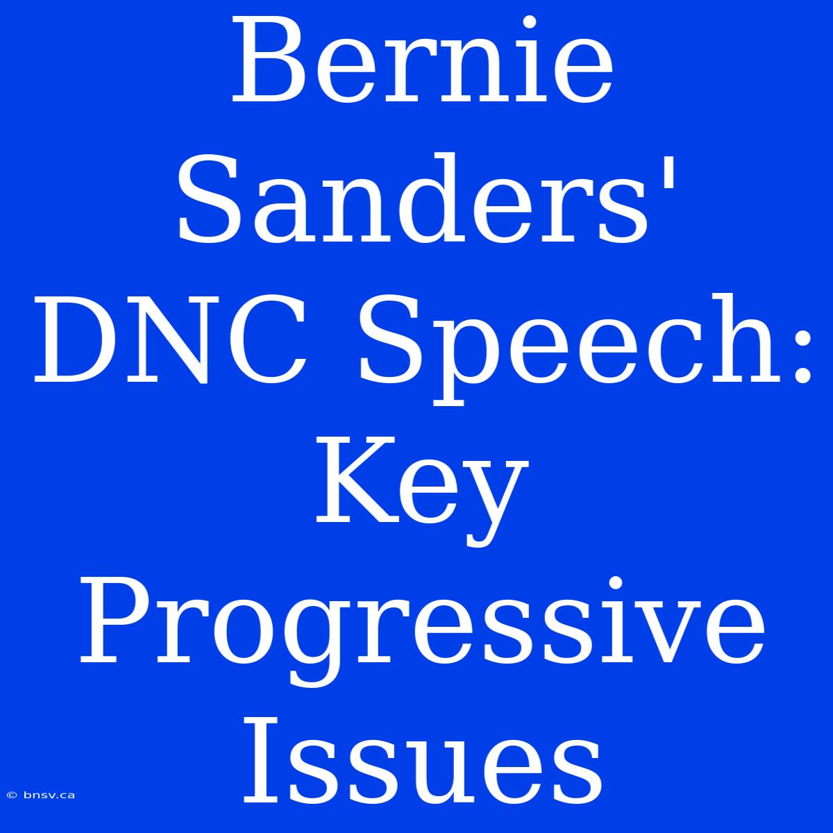 Bernie Sanders' DNC Speech: Key Progressive Issues