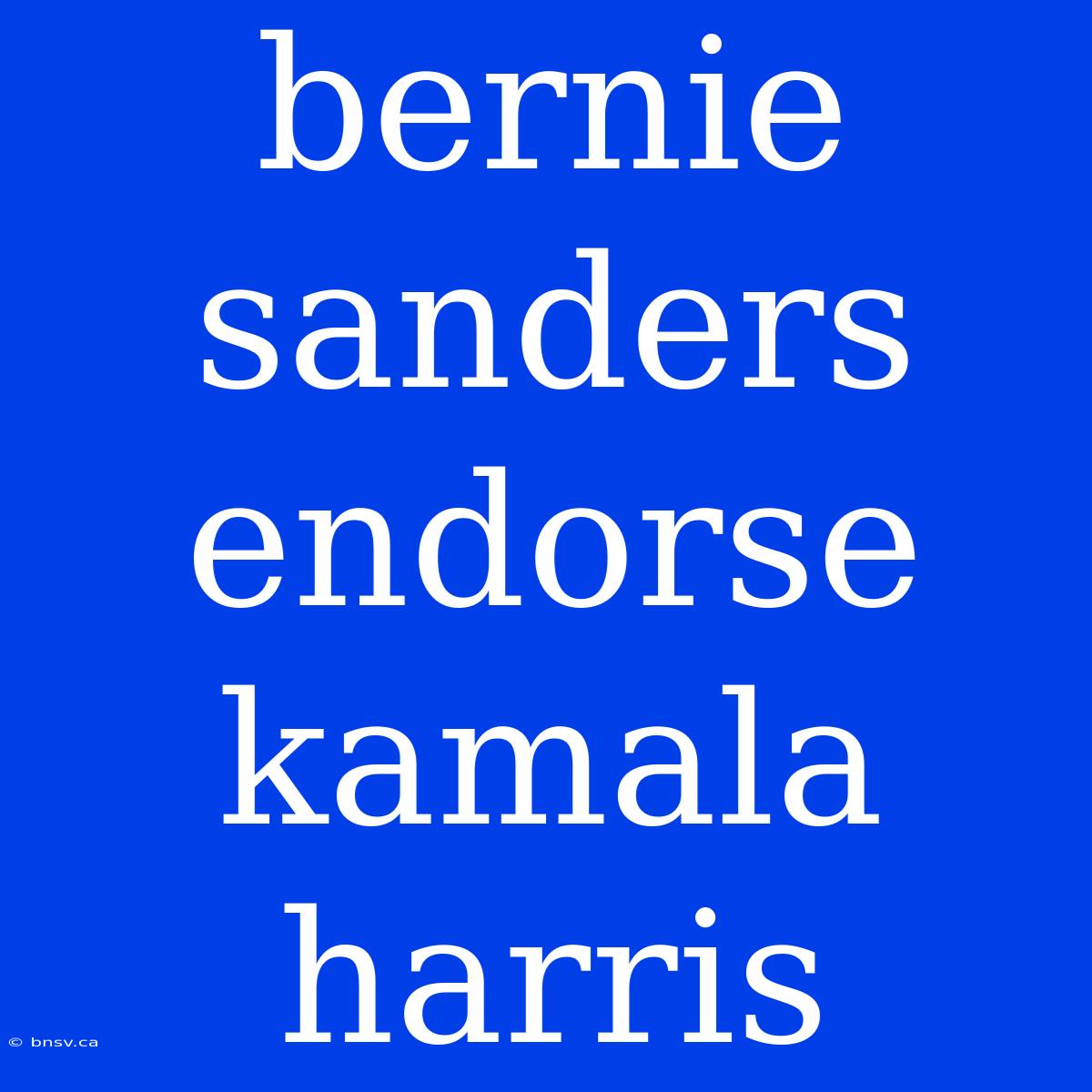 Bernie Sanders Endorse Kamala Harris