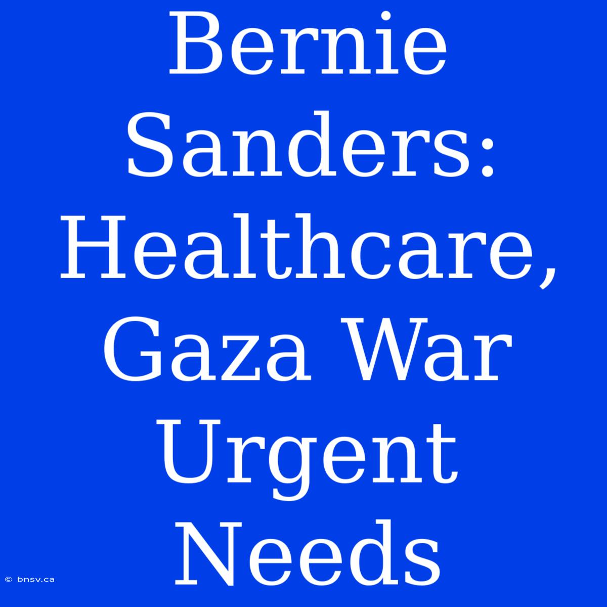 Bernie Sanders: Healthcare, Gaza War Urgent Needs