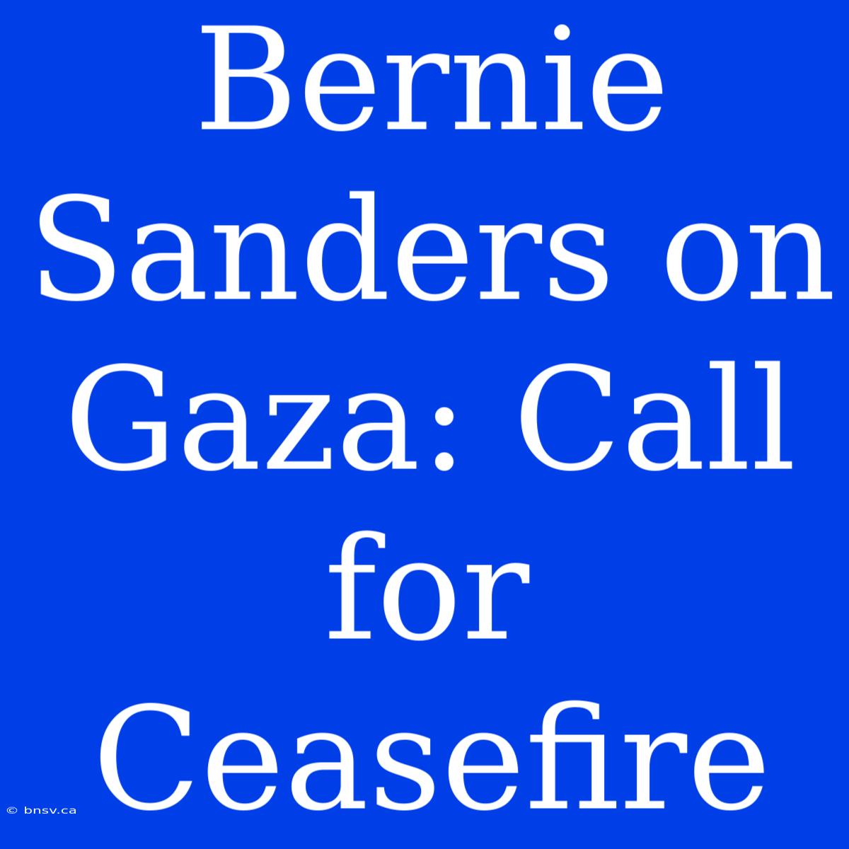 Bernie Sanders On Gaza: Call For Ceasefire