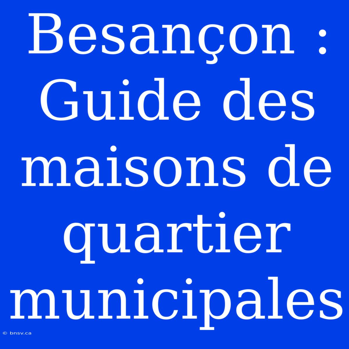 Besançon : Guide Des Maisons De Quartier Municipales