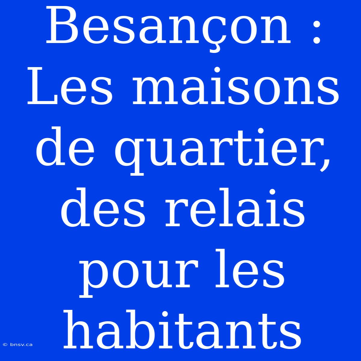 Besançon : Les Maisons De Quartier, Des Relais Pour Les Habitants