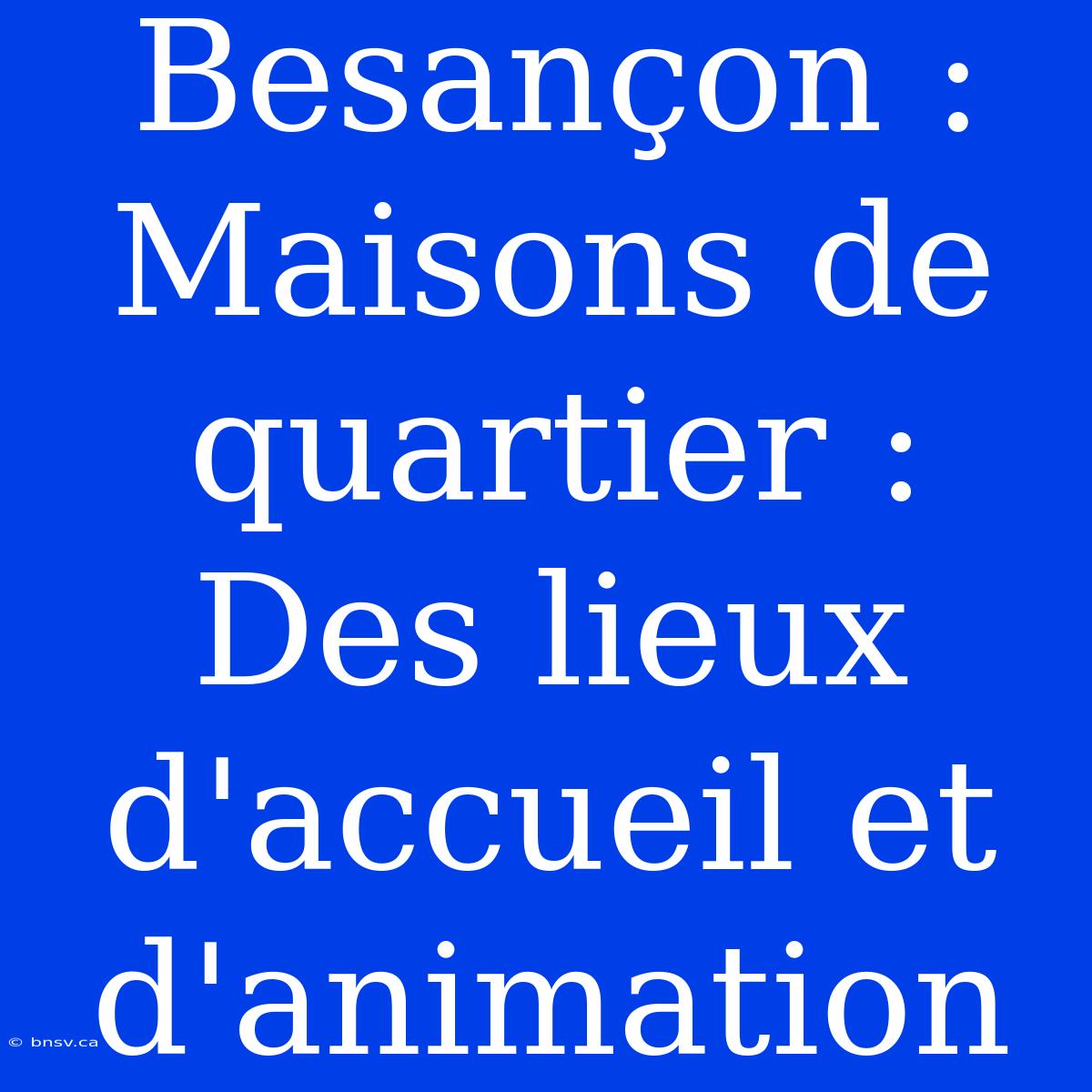 Besançon : Maisons De Quartier : Des Lieux D'accueil Et D'animation