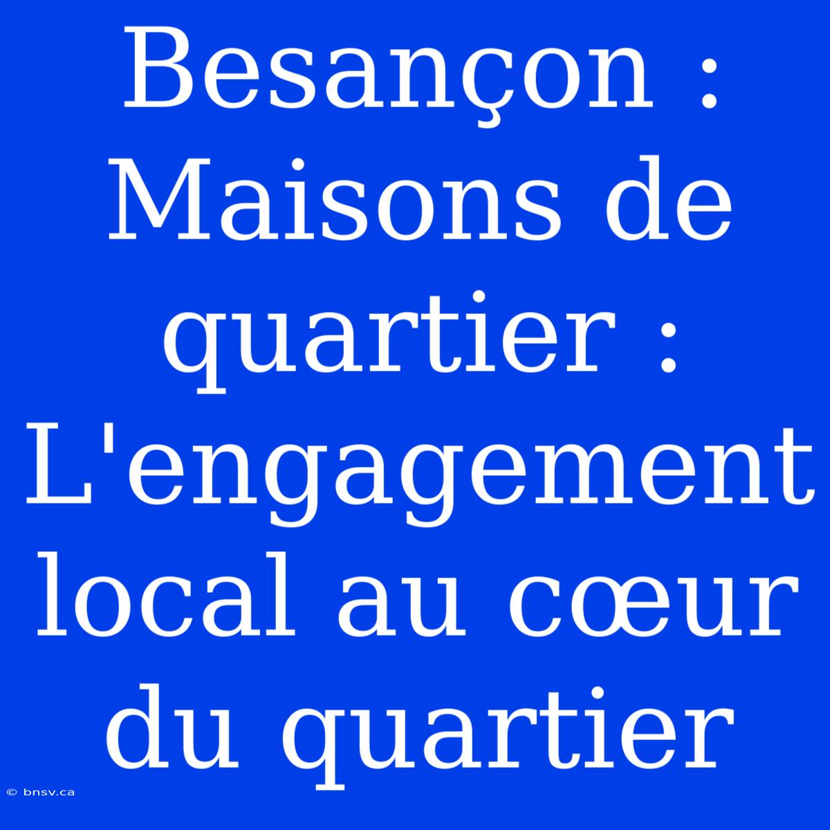 Besançon : Maisons De Quartier : L'engagement Local Au Cœur Du Quartier