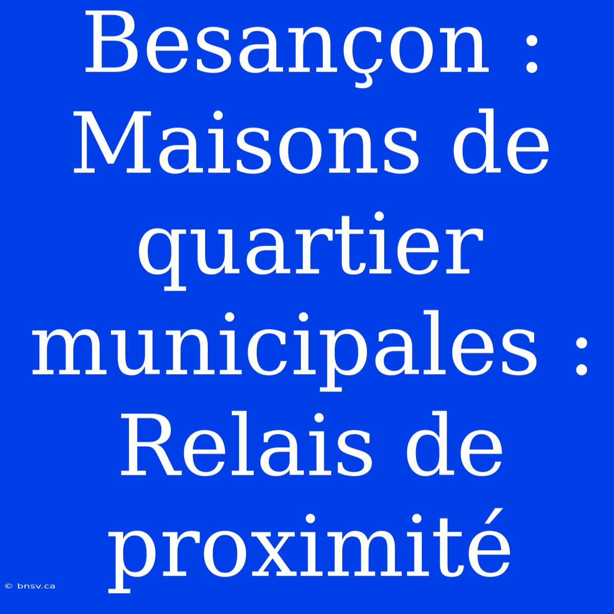 Besançon : Maisons De Quartier Municipales : Relais De Proximité