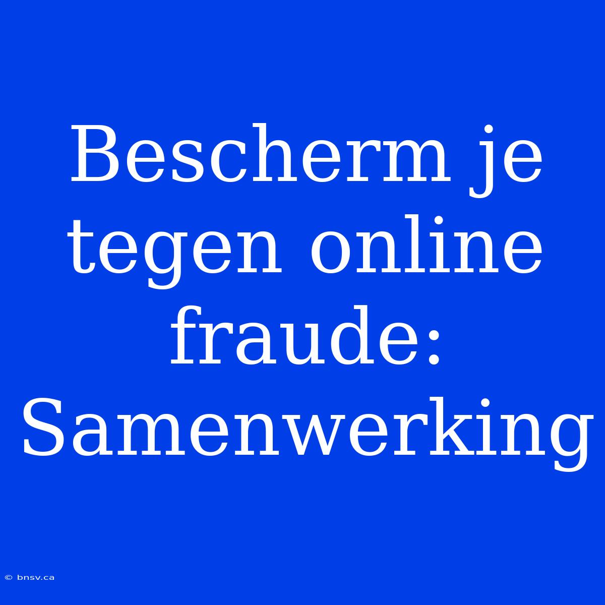 Bescherm Je Tegen Online Fraude: Samenwerking