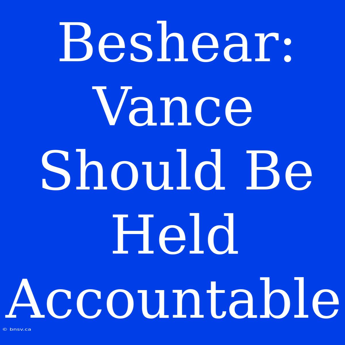 Beshear: Vance Should Be Held Accountable