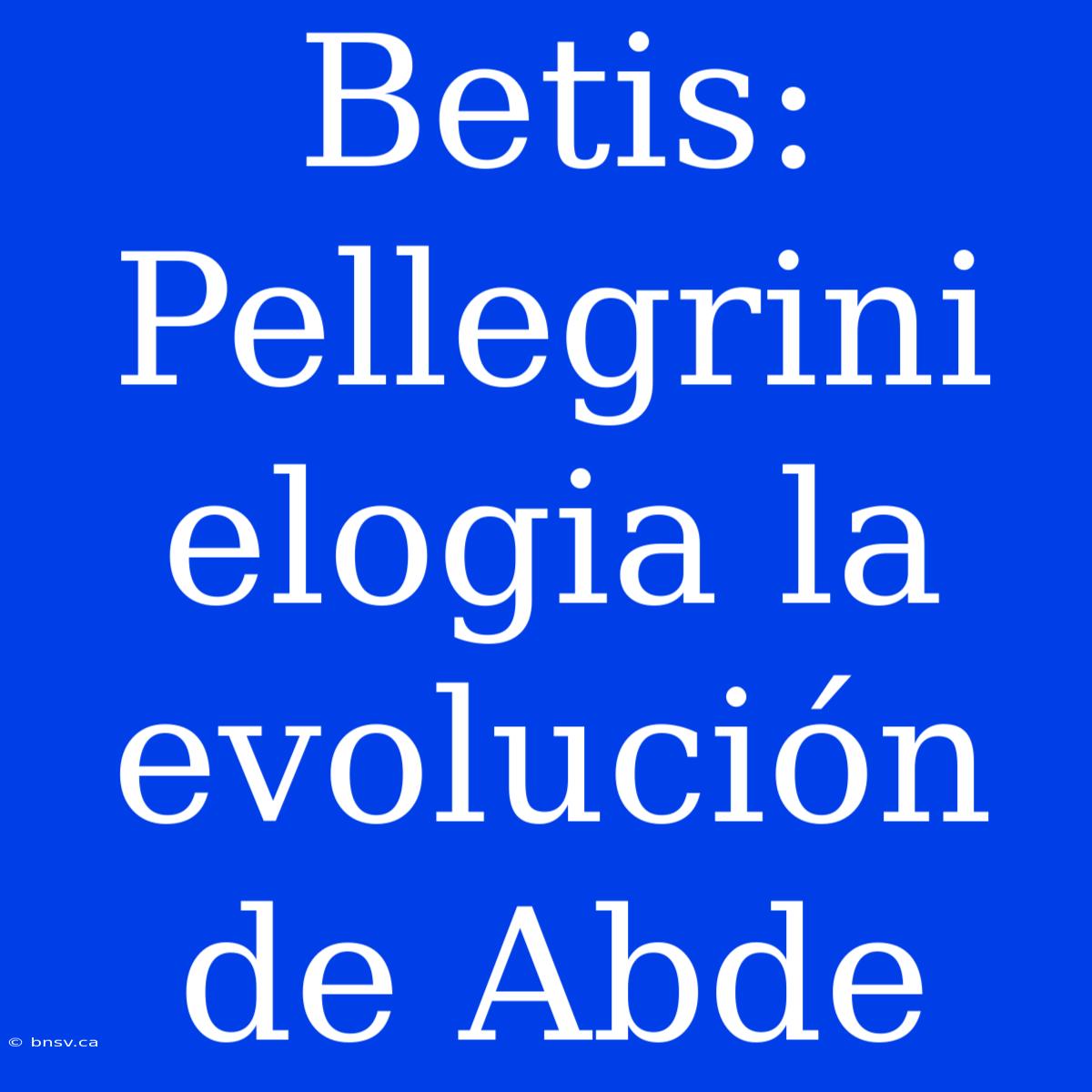 Betis: Pellegrini Elogia La Evolución De Abde