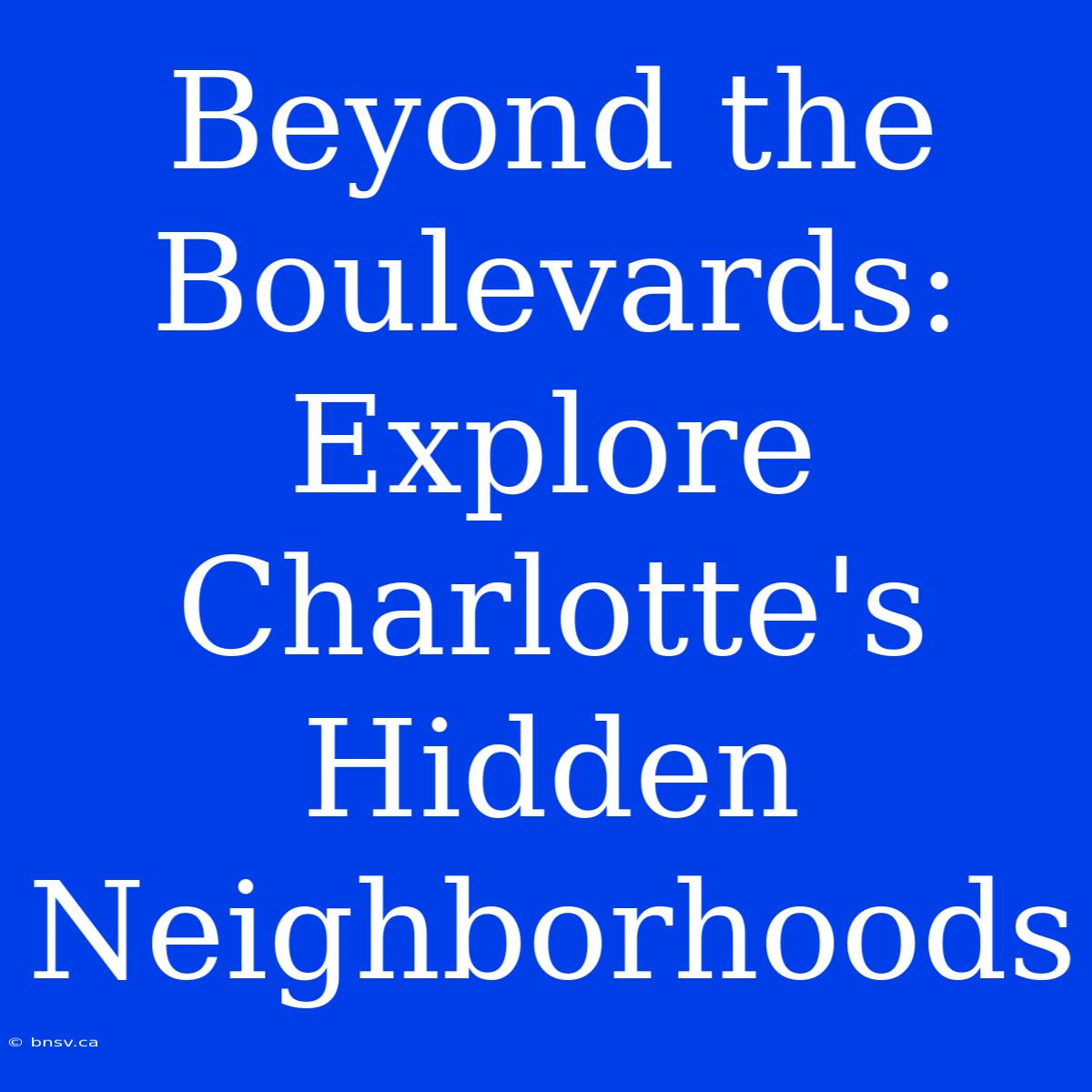 Beyond The Boulevards: Explore Charlotte's Hidden Neighborhoods