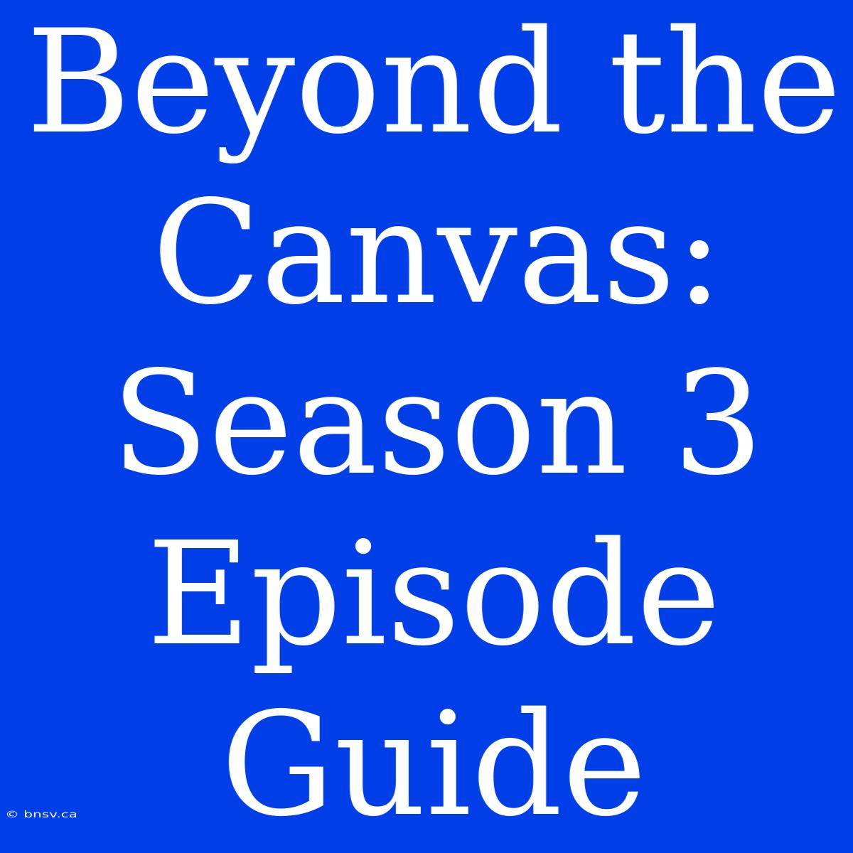 Beyond The Canvas: Season 3 Episode Guide