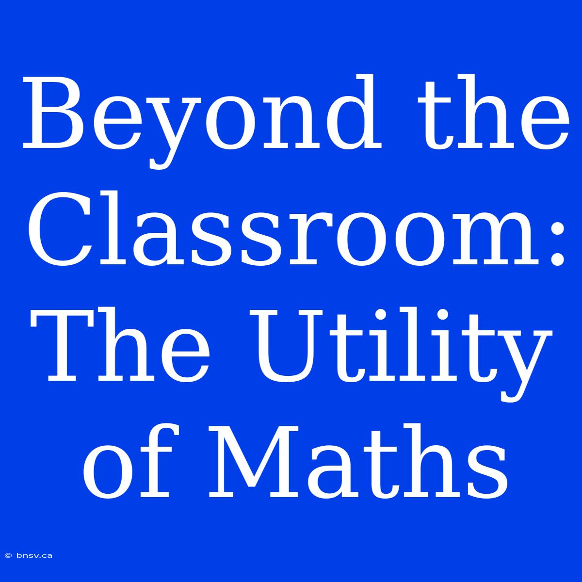 Beyond The Classroom: The Utility Of Maths