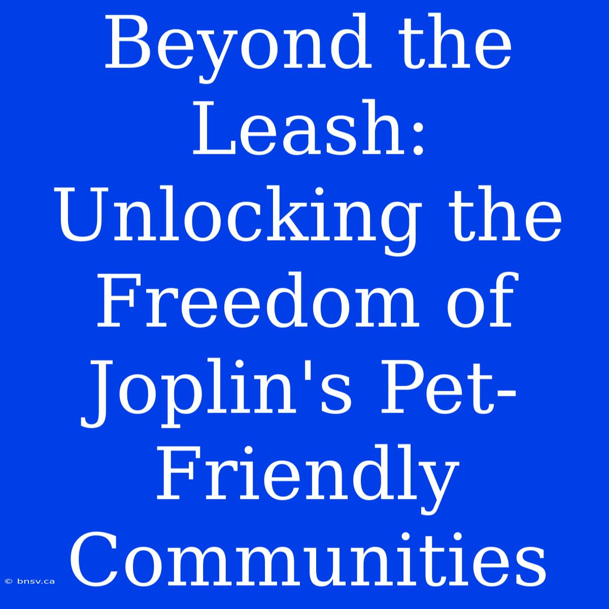 Beyond The Leash: Unlocking The Freedom Of Joplin's Pet-Friendly Communities