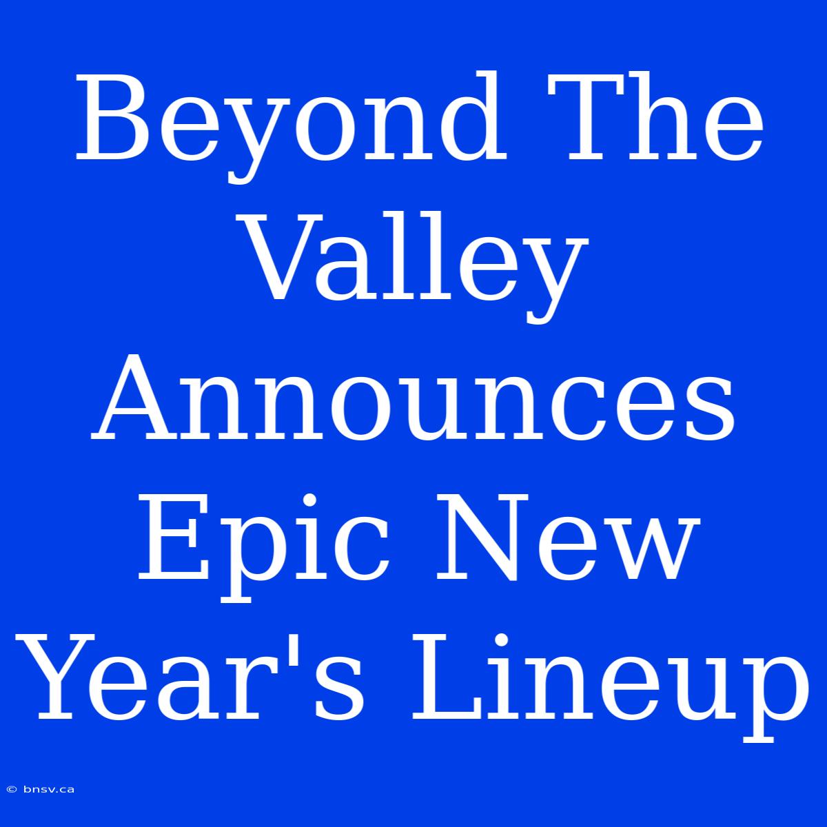 Beyond The Valley Announces Epic New Year's Lineup