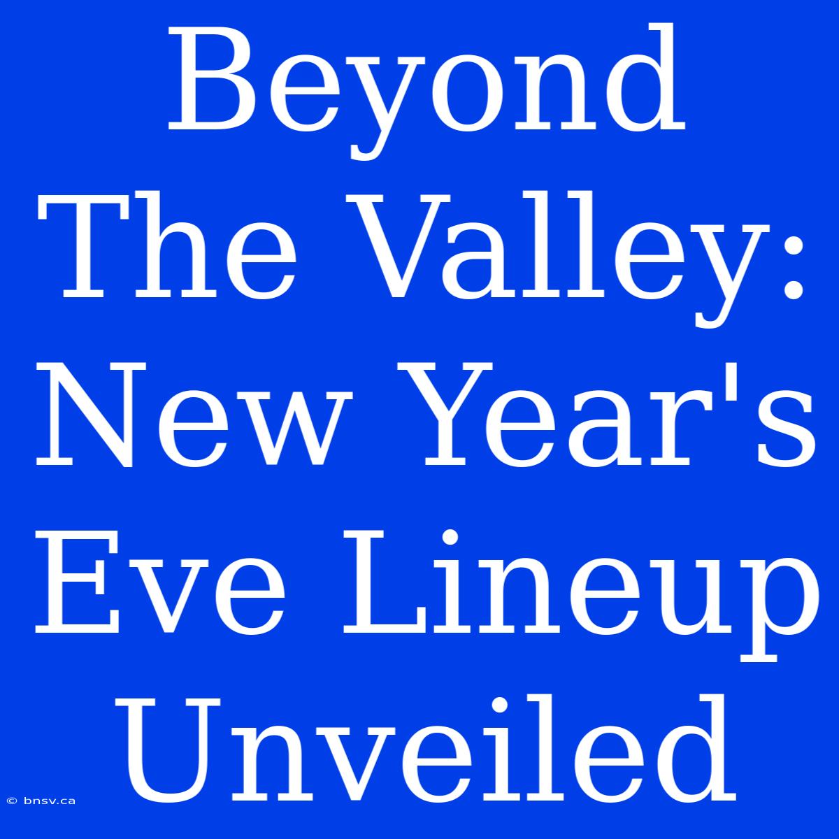 Beyond The Valley: New Year's Eve Lineup Unveiled