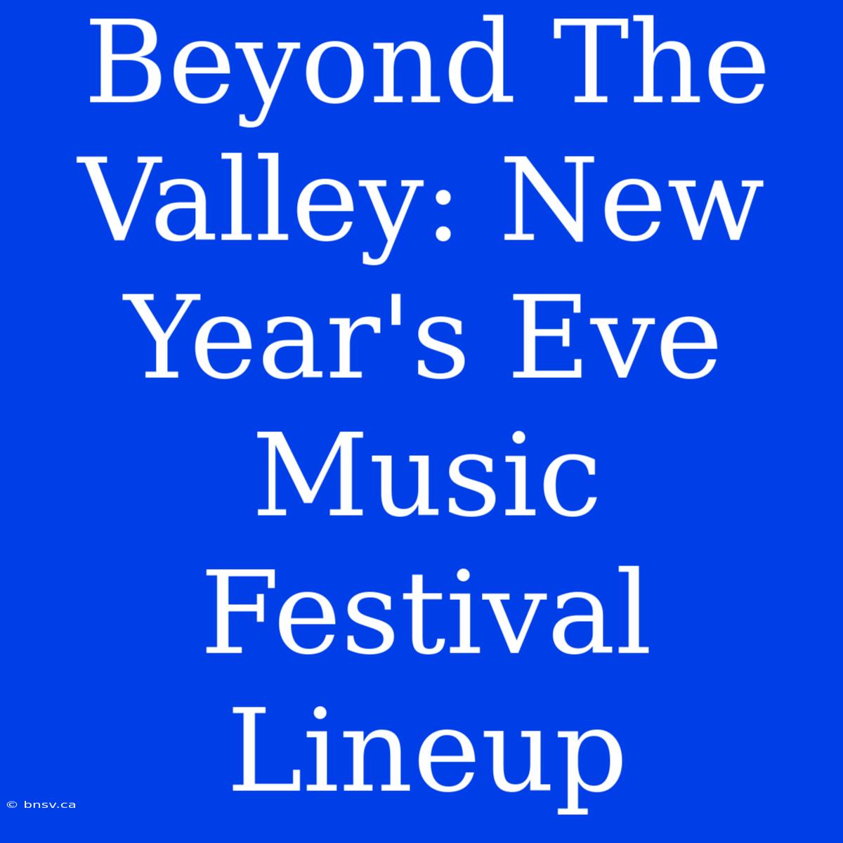 Beyond The Valley: New Year's Eve Music Festival Lineup