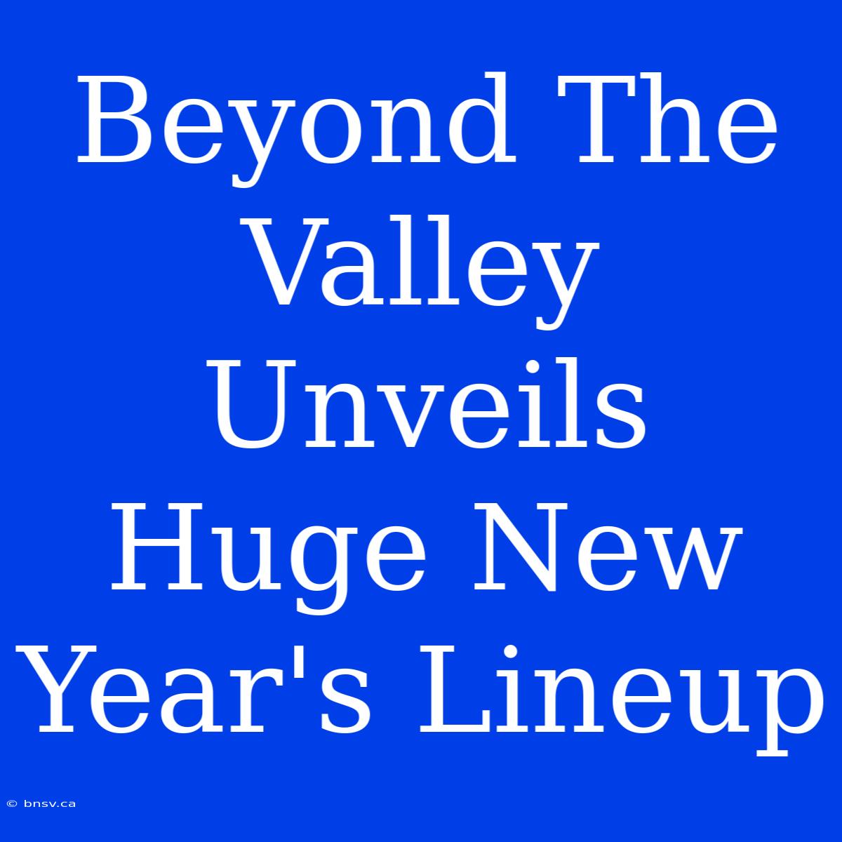 Beyond The Valley Unveils Huge New Year's Lineup