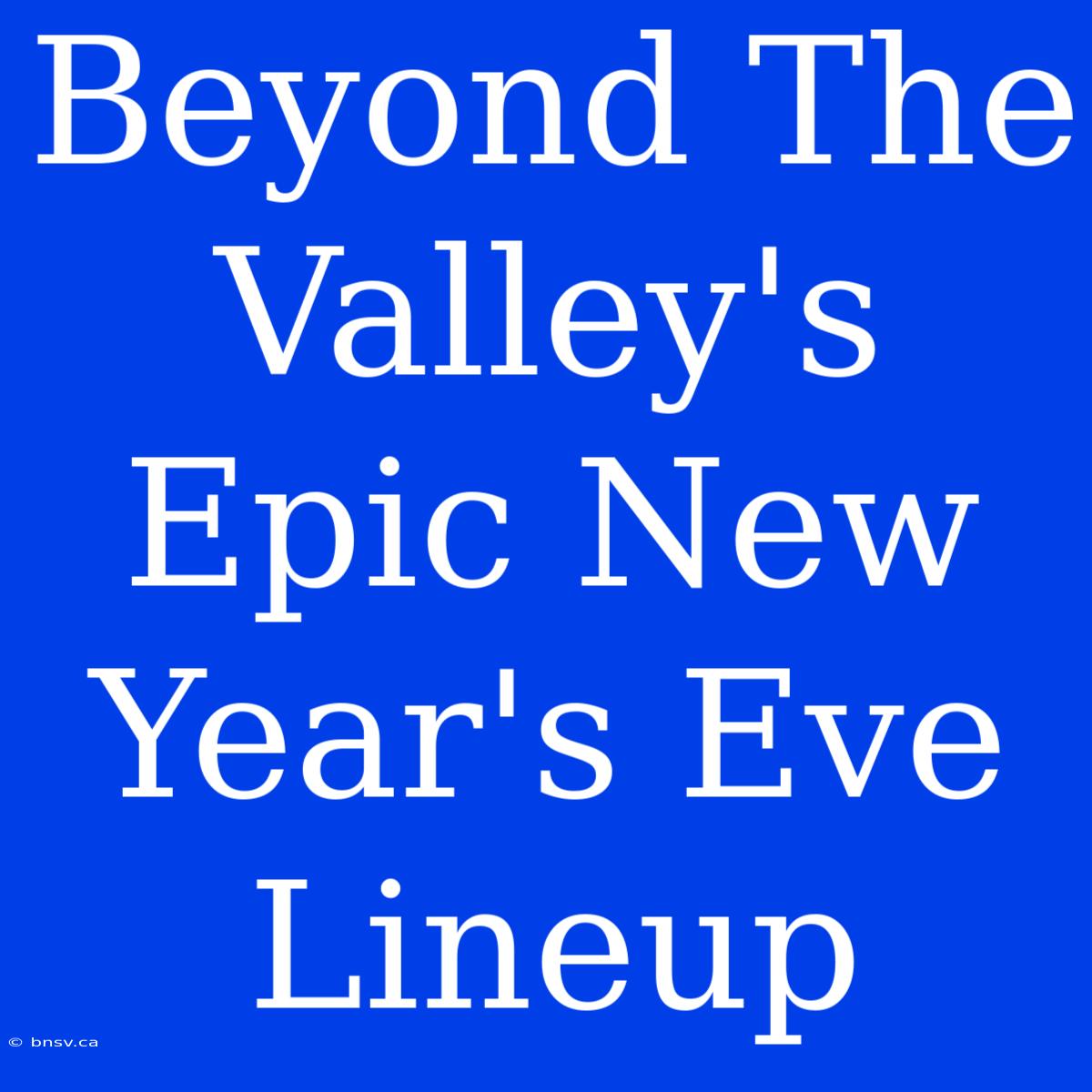 Beyond The Valley's Epic New Year's Eve Lineup