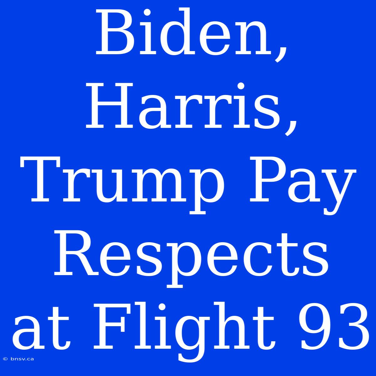 Biden, Harris, Trump Pay Respects At Flight 93