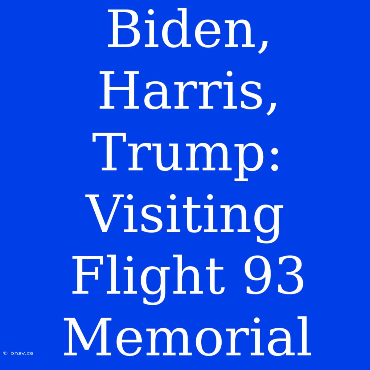 Biden, Harris, Trump: Visiting Flight 93 Memorial