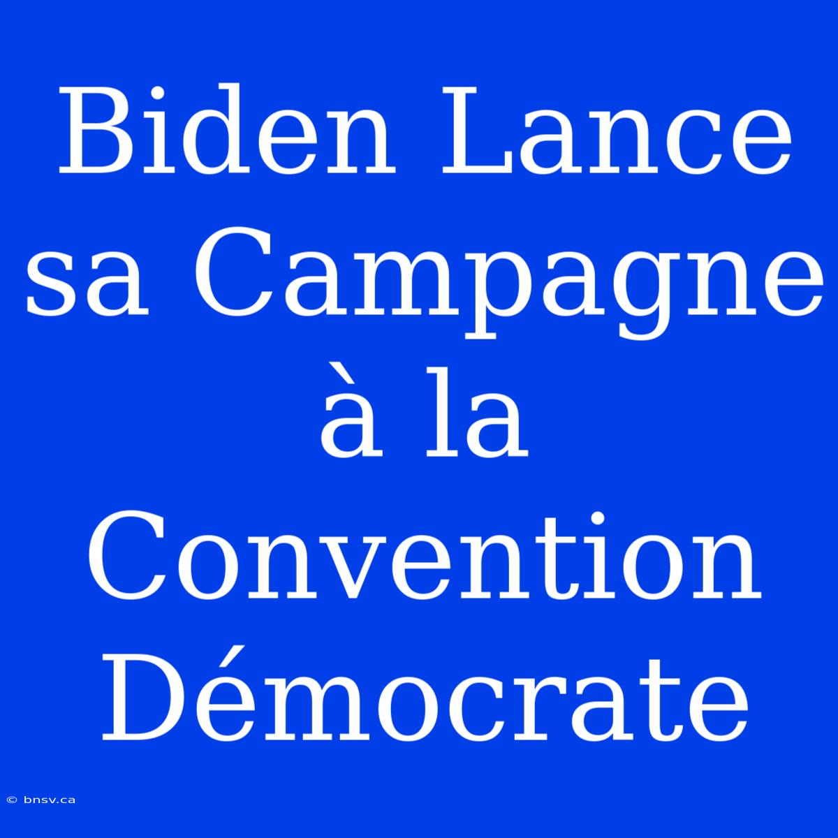 Biden Lance Sa Campagne À La Convention Démocrate