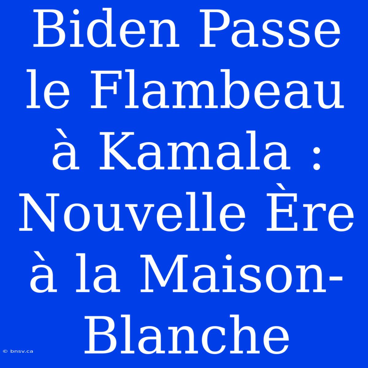 Biden Passe Le Flambeau À Kamala : Nouvelle Ère À La Maison-Blanche