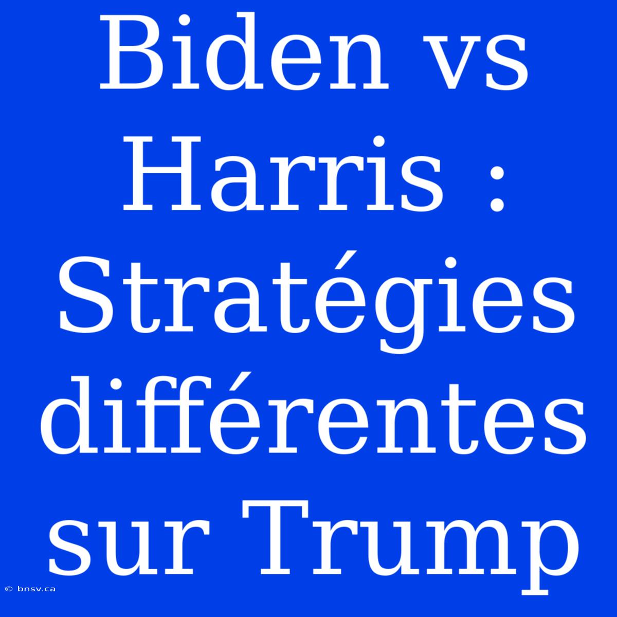 Biden Vs Harris : Stratégies Différentes Sur Trump