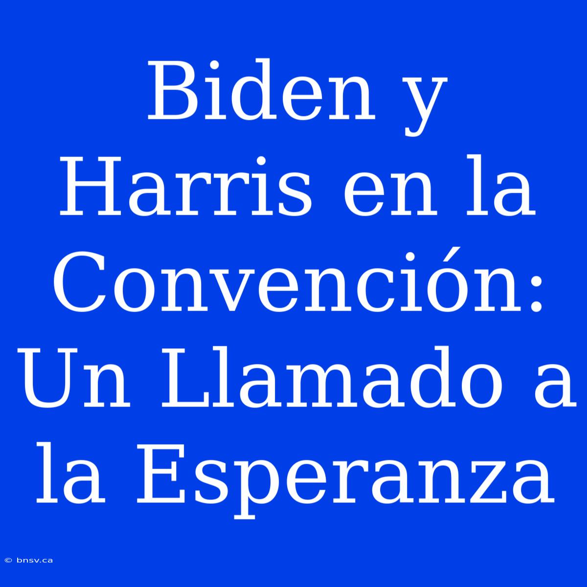 Biden Y Harris En La Convención: Un Llamado A La Esperanza