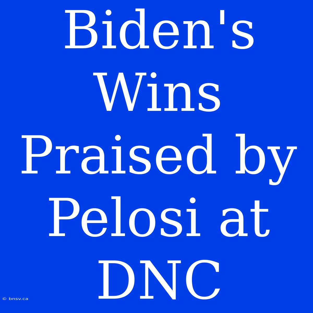 Biden's Wins Praised By Pelosi At DNC