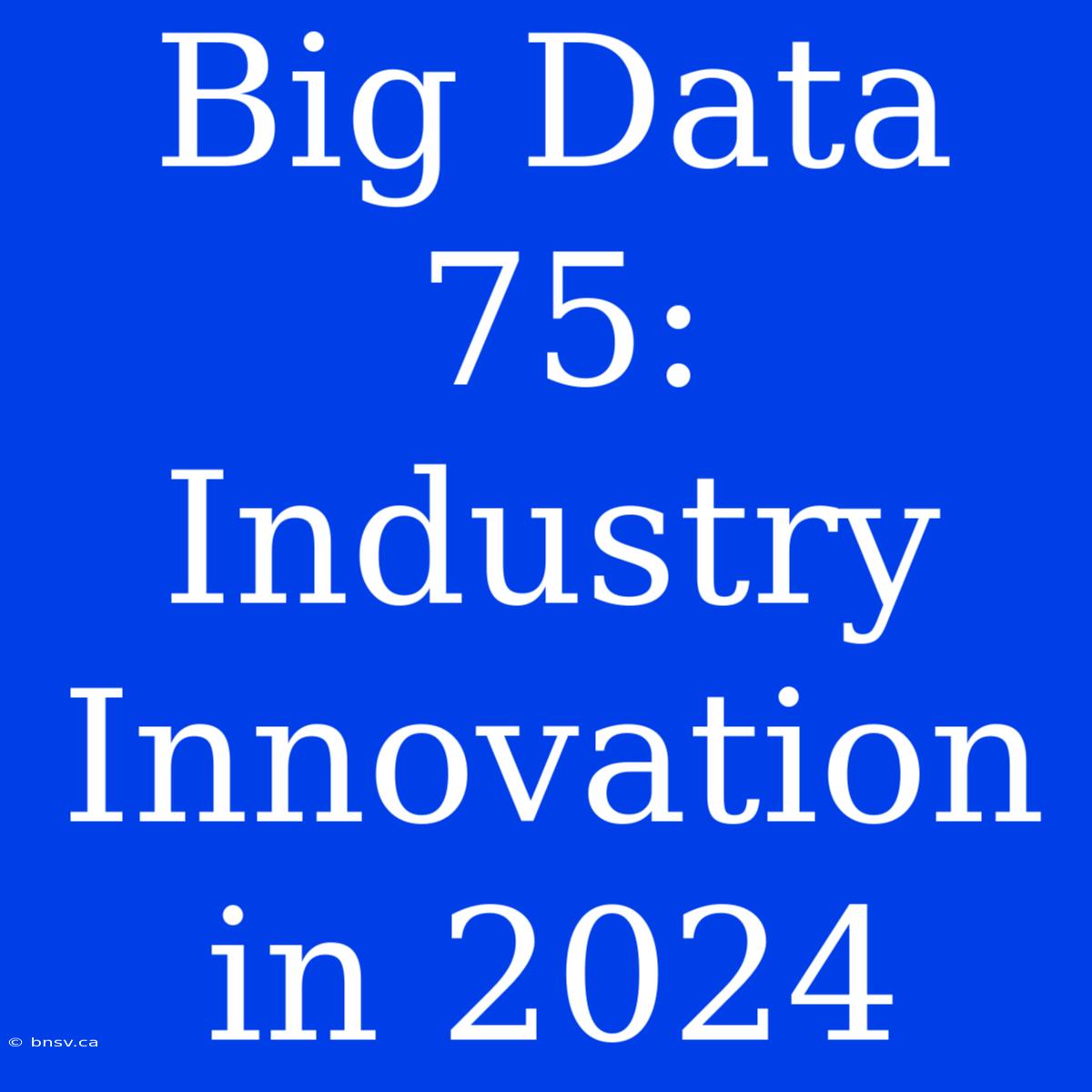 Big Data 75: Industry Innovation In 2024