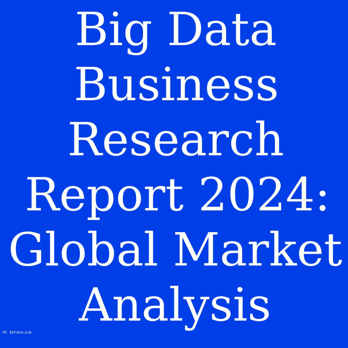 Big Data Business Research Report 2024: Global Market Analysis