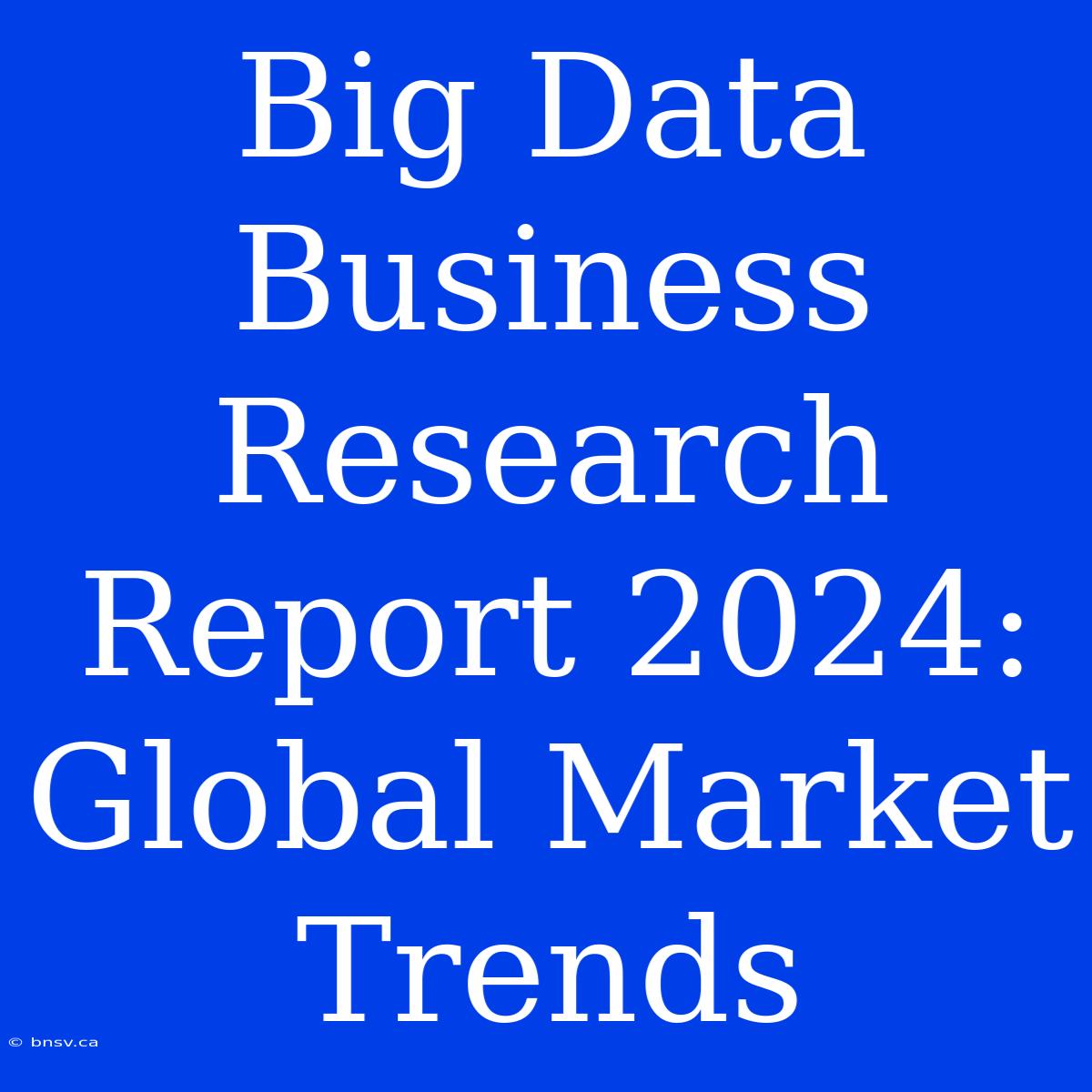 Big Data Business Research Report 2024: Global Market Trends