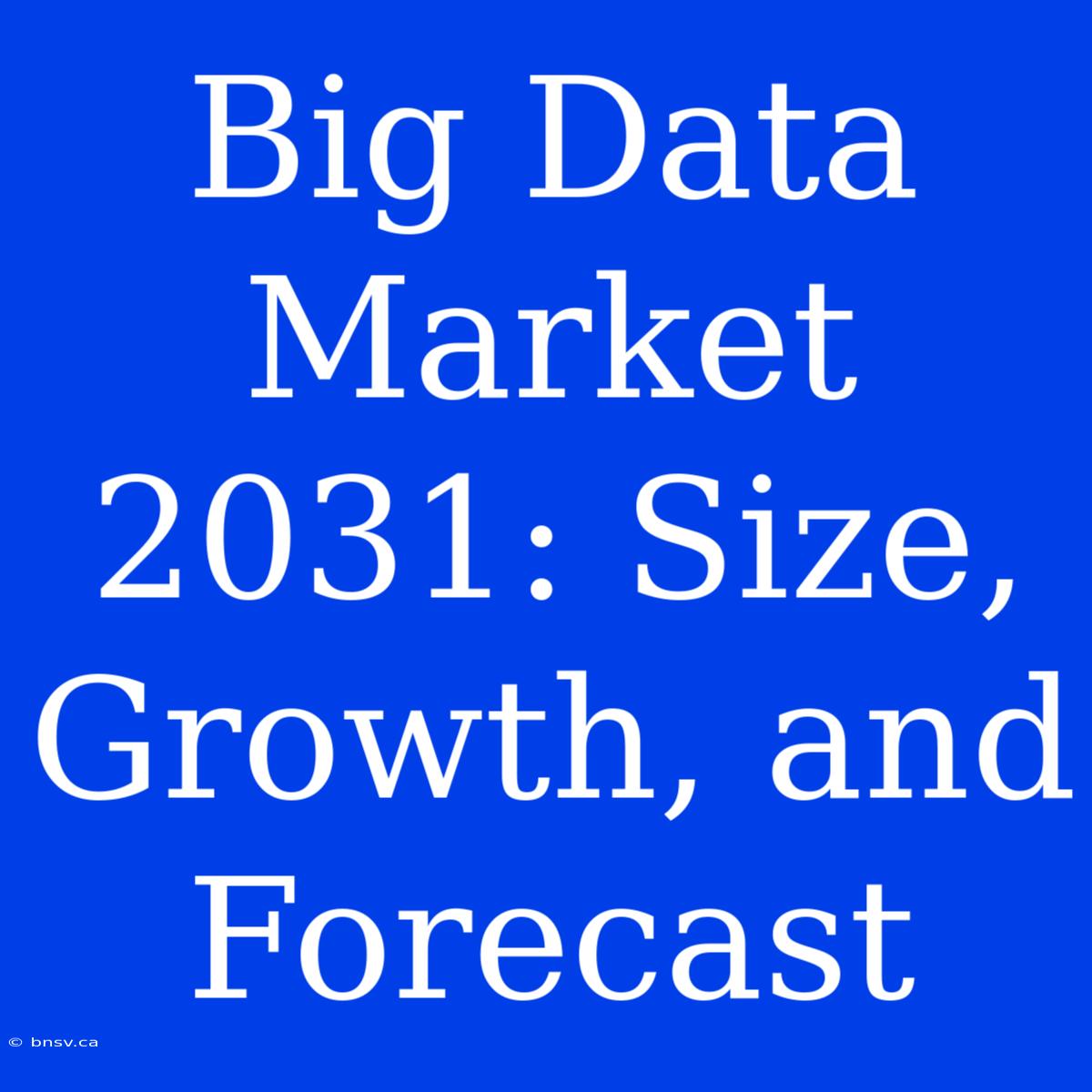 Big Data Market 2031: Size, Growth, And Forecast