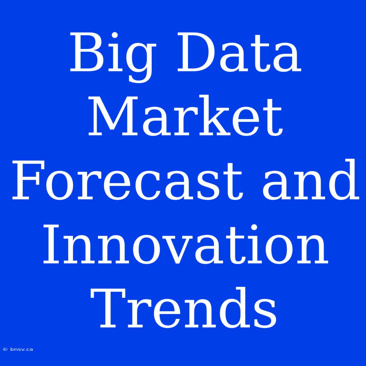 Big Data Market Forecast And Innovation Trends