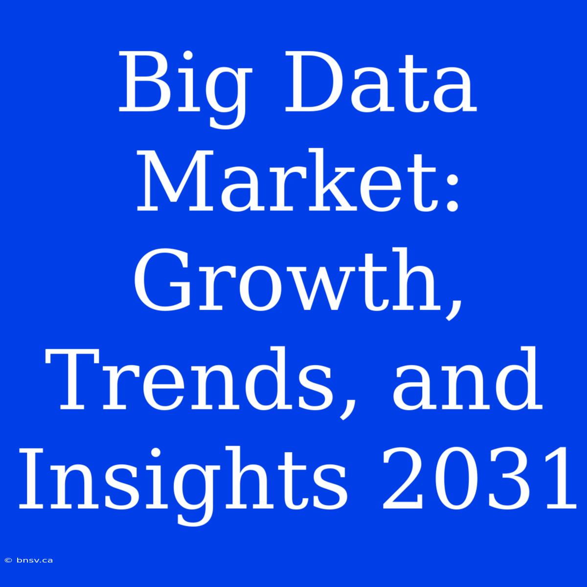 Big Data Market: Growth, Trends, And Insights 2031