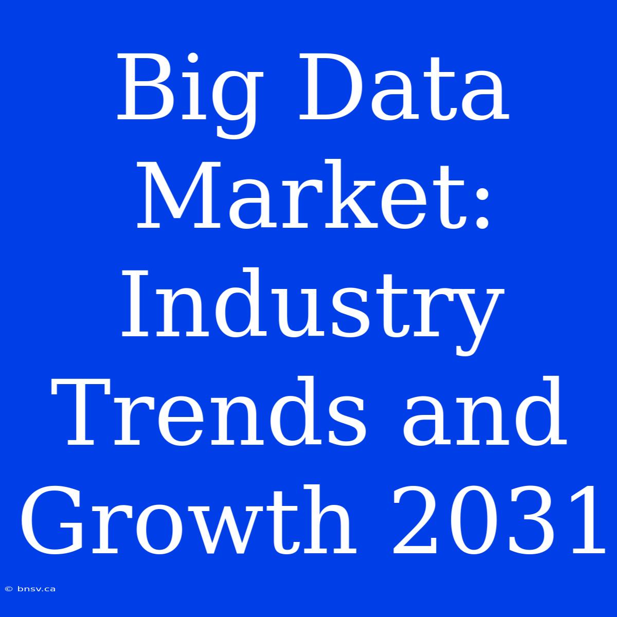 Big Data Market: Industry Trends And Growth 2031