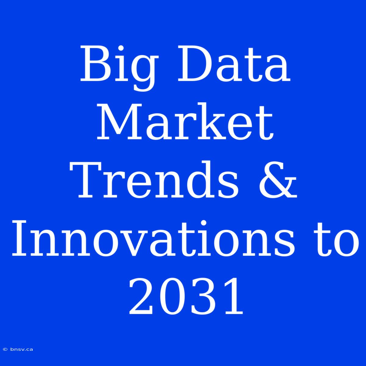 Big Data Market Trends & Innovations To 2031