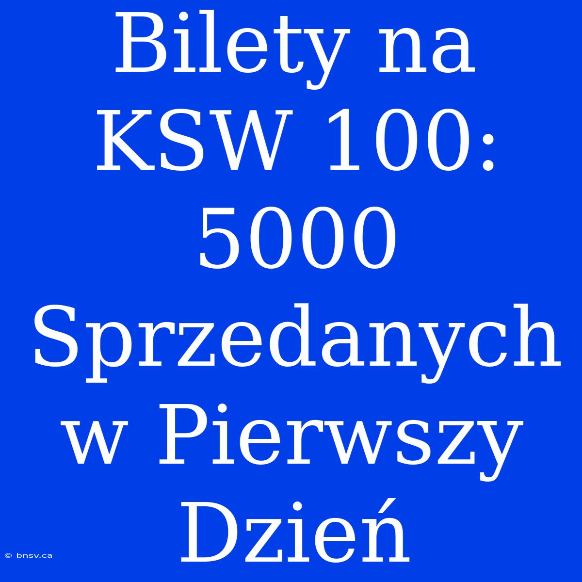 Bilety Na KSW 100: 5000 Sprzedanych W Pierwszy Dzień