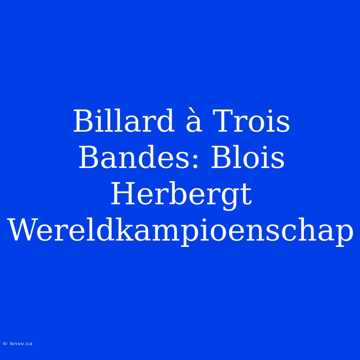 Billard À Trois Bandes: Blois Herbergt Wereldkampioenschap