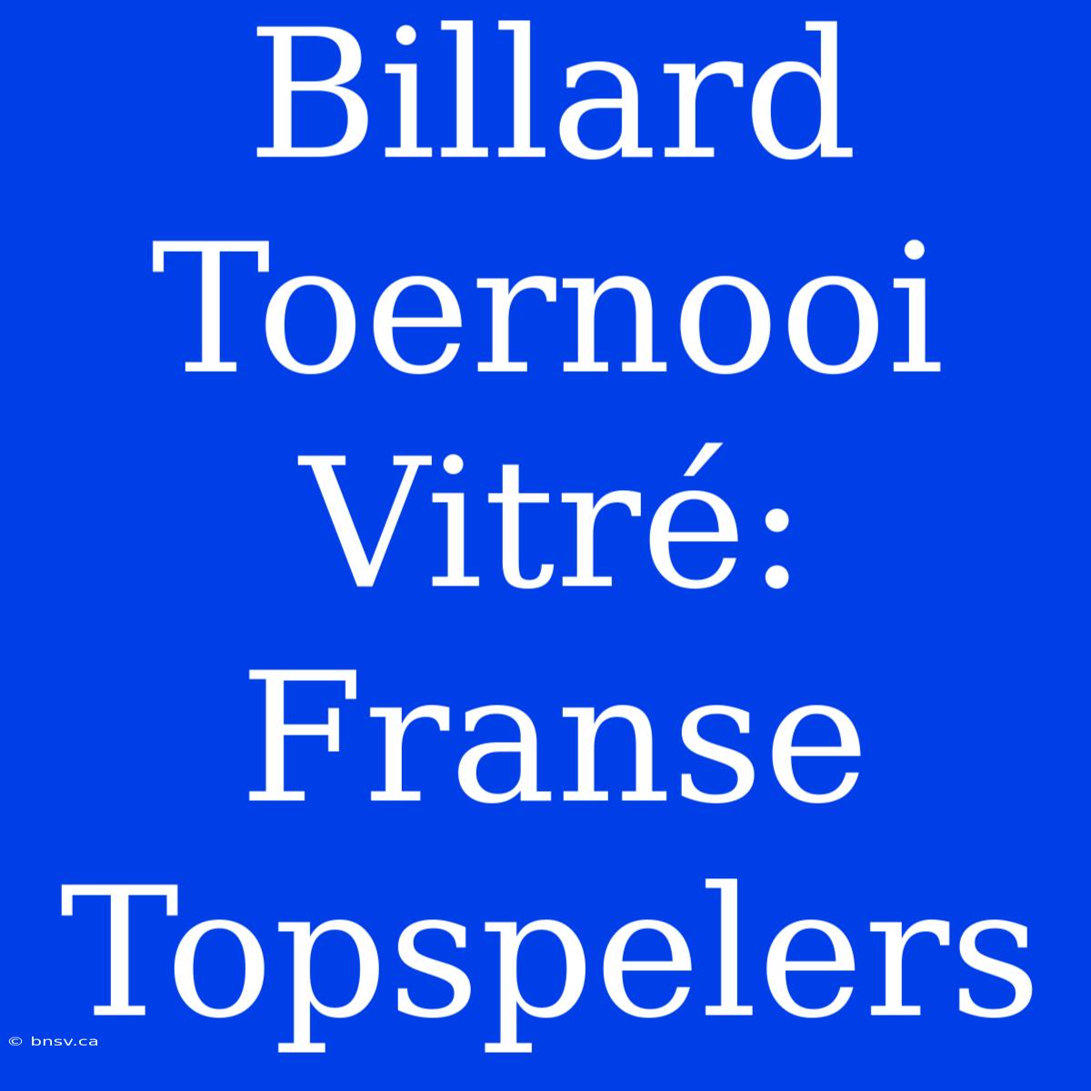 Billard Toernooi Vitré: Franse Topspelers