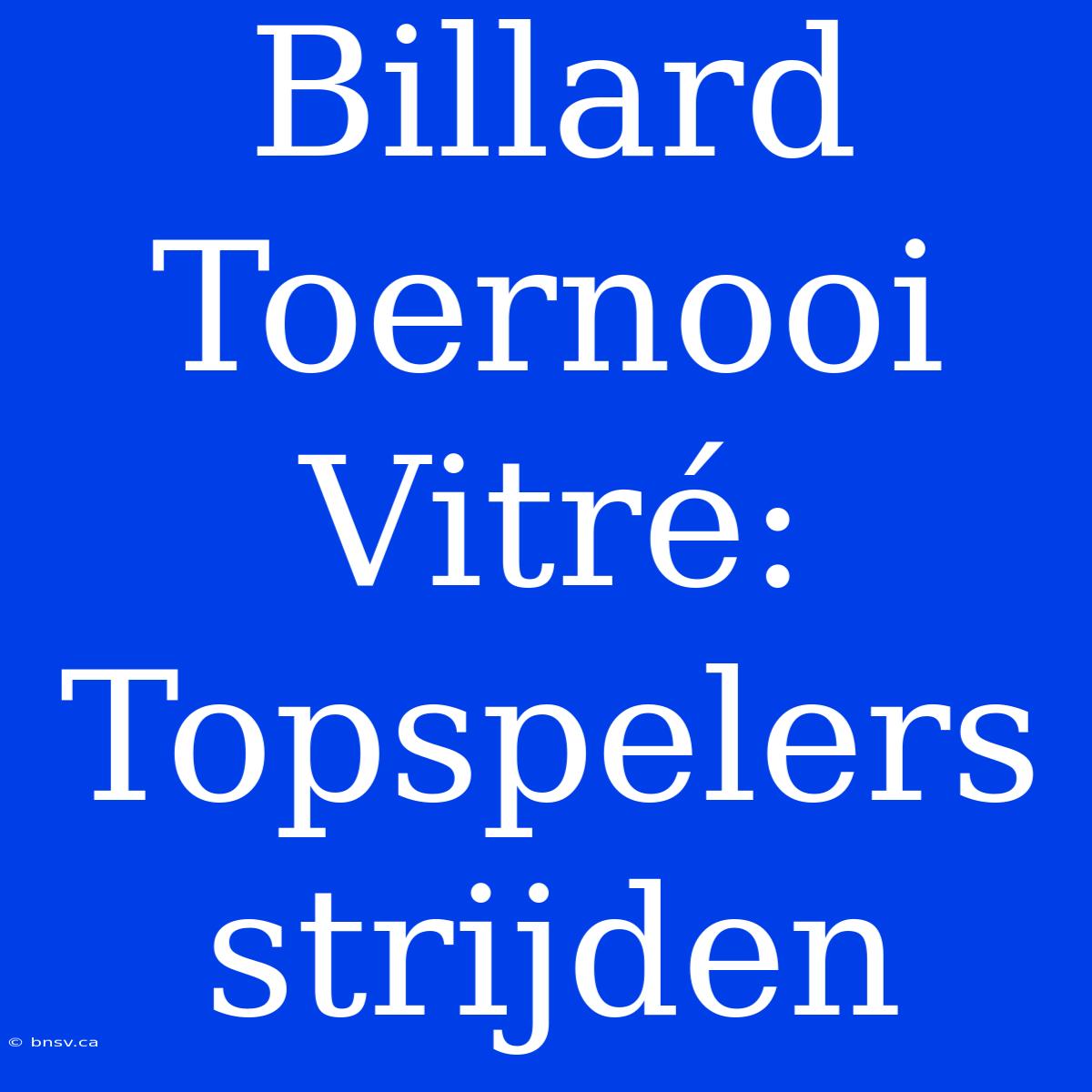 Billard Toernooi Vitré: Topspelers Strijden