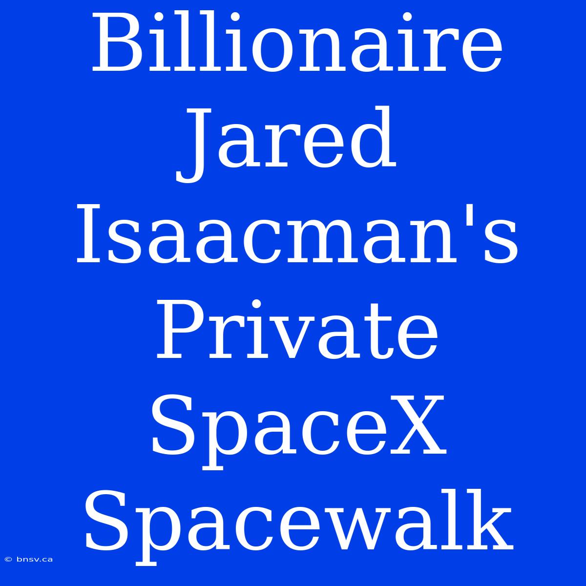 Billionaire Jared Isaacman's Private SpaceX Spacewalk