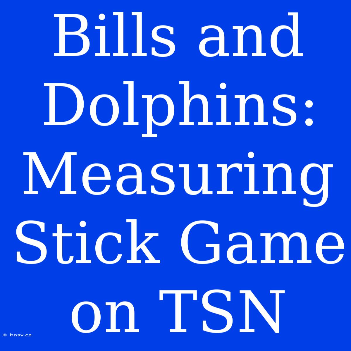 Bills And Dolphins: Measuring Stick Game On TSN